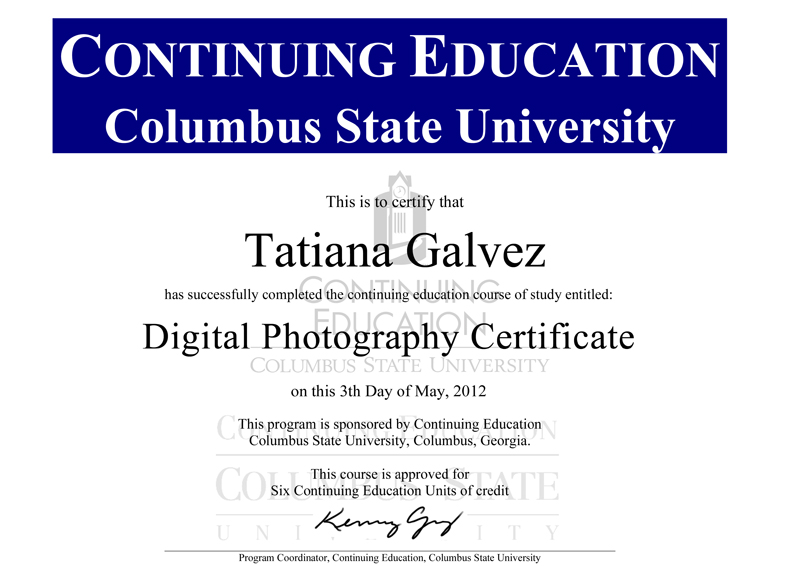 Tatiana Galvez earns a CSU Digital Photography Certificate