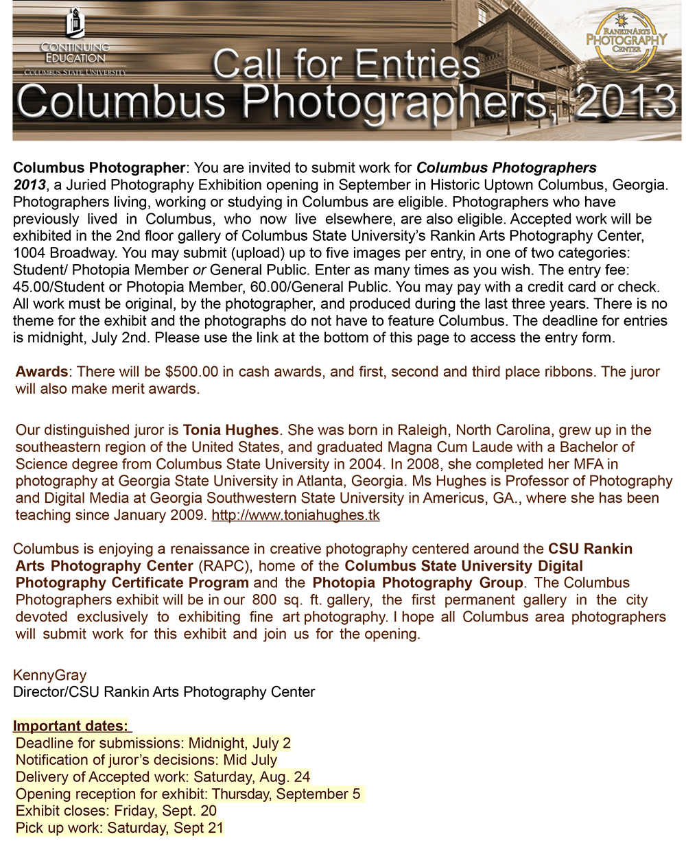 Enter Columbus Photographers 2013!