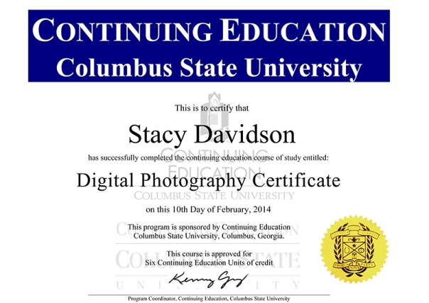 Stacy Davidson Earns Certificate!